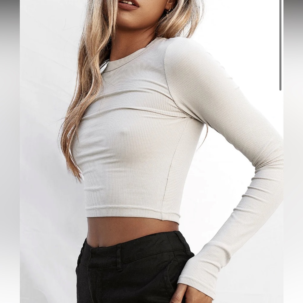 All things golden long sleeve ribbed crop top